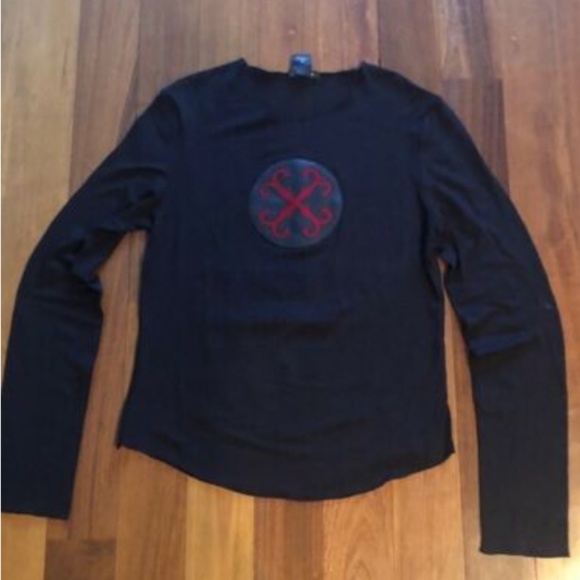 Long Sleeve Blouse w/ leather patch Size 1